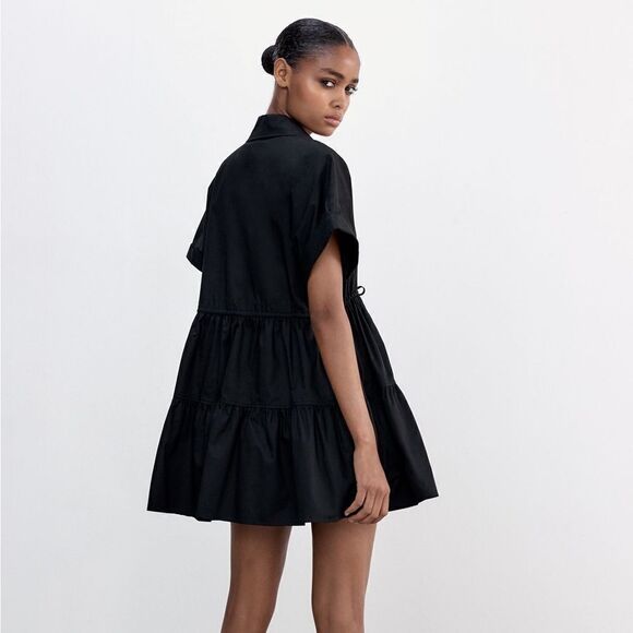Zara Short Black Oxford Dress New - Picture 5 of 9